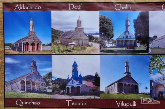 Fotografias de algumas das famosas igrejas espalhadas pela Ilha de Chiloé, no Convento Inmaculada Concepción, em Ancud, no norte da Chiloé, no sul do Chile